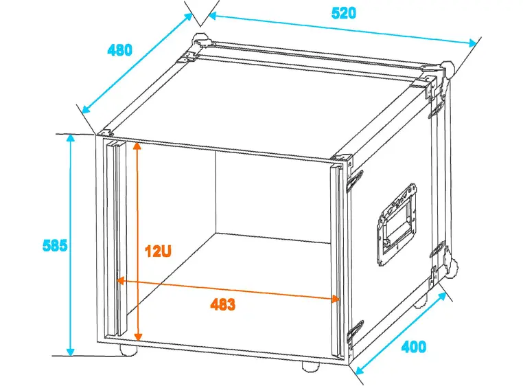 Effect rack CO DD, D:36cm, 12U, black 